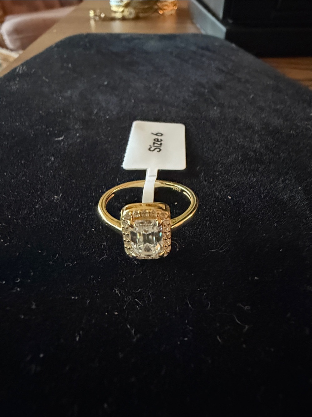 Emerald-Cut Halo Ring in Gold - Classic Statement